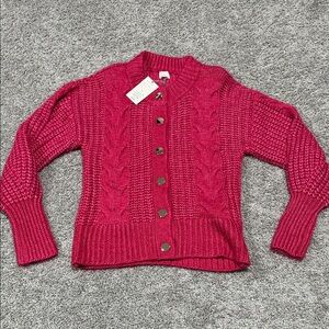 a new day Women's Button-Up Cable Knit Cardigan - magenta